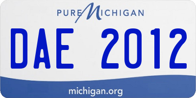 MI license plate DAE2012