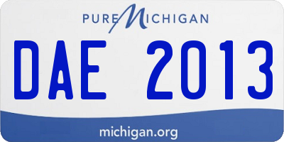 MI license plate DAE2013