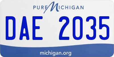 MI license plate DAE2035