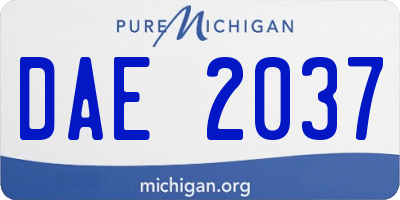 MI license plate DAE2037
