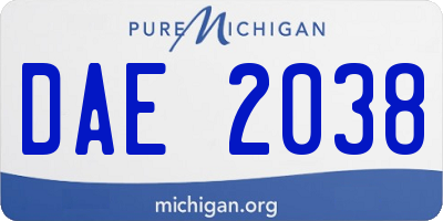 MI license plate DAE2038