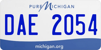 MI license plate DAE2054