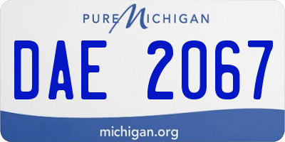 MI license plate DAE2067