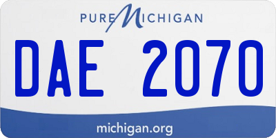MI license plate DAE2070