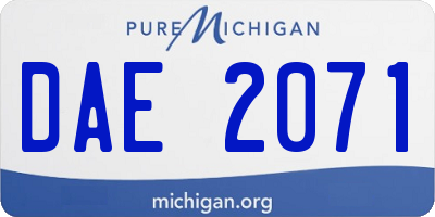 MI license plate DAE2071