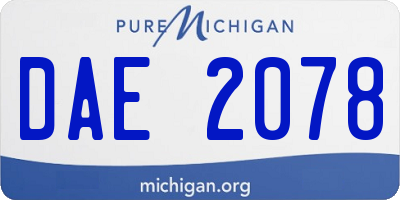 MI license plate DAE2078