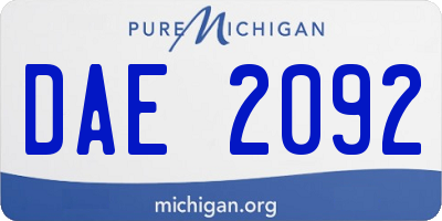 MI license plate DAE2092