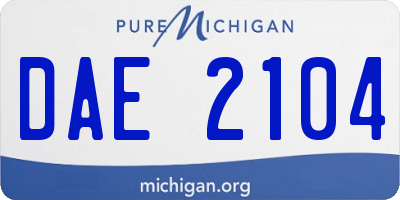 MI license plate DAE2104
