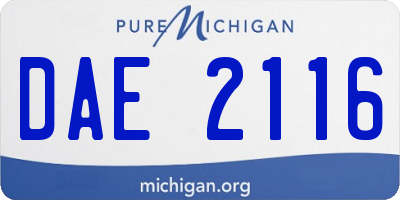 MI license plate DAE2116