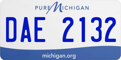 MI license plate DAE2132