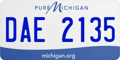 MI license plate DAE2135