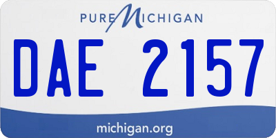 MI license plate DAE2157