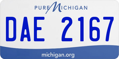 MI license plate DAE2167