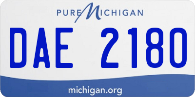 MI license plate DAE2180