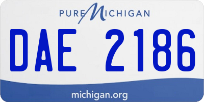 MI license plate DAE2186