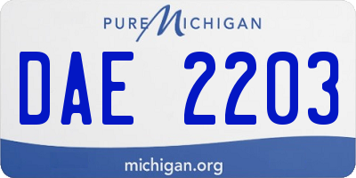 MI license plate DAE2203