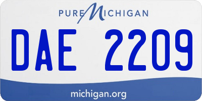 MI license plate DAE2209