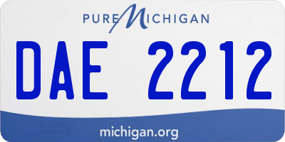 MI license plate DAE2212