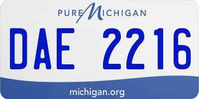 MI license plate DAE2216