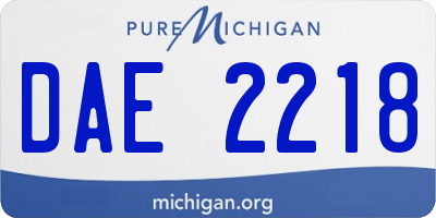 MI license plate DAE2218