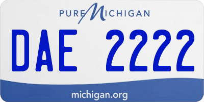 MI license plate DAE2222
