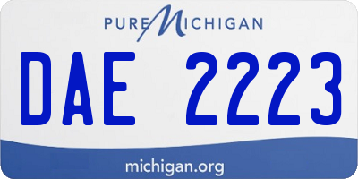 MI license plate DAE2223