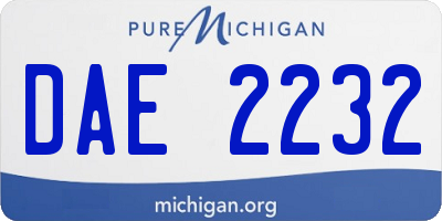 MI license plate DAE2232