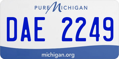 MI license plate DAE2249