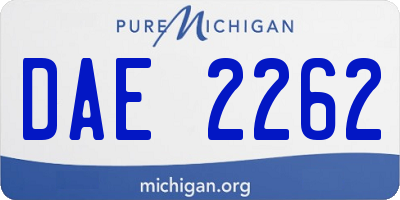 MI license plate DAE2262