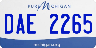 MI license plate DAE2265