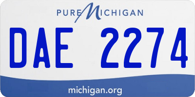MI license plate DAE2274
