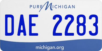 MI license plate DAE2283