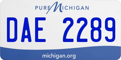 MI license plate DAE2289