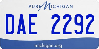 MI license plate DAE2292