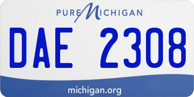 MI license plate DAE2308