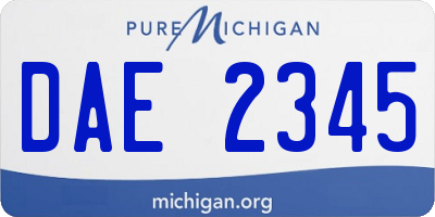 MI license plate DAE2345