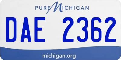 MI license plate DAE2362