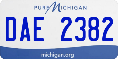 MI license plate DAE2382