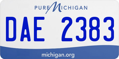 MI license plate DAE2383