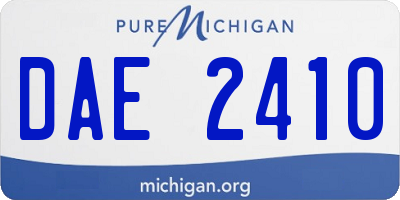 MI license plate DAE2410
