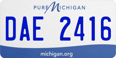 MI license plate DAE2416