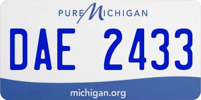 MI license plate DAE2433
