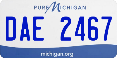 MI license plate DAE2467