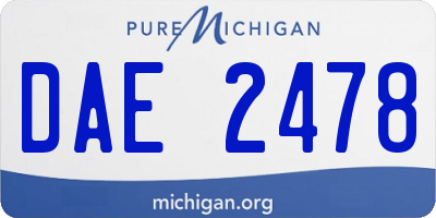 MI license plate DAE2478