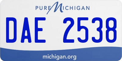 MI license plate DAE2538