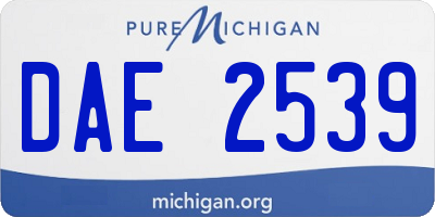 MI license plate DAE2539