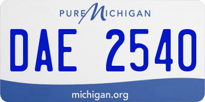 MI license plate DAE2540