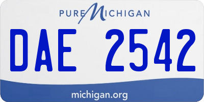 MI license plate DAE2542
