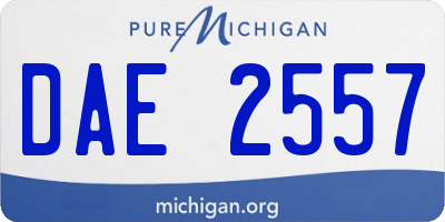 MI license plate DAE2557