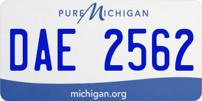 MI license plate DAE2562